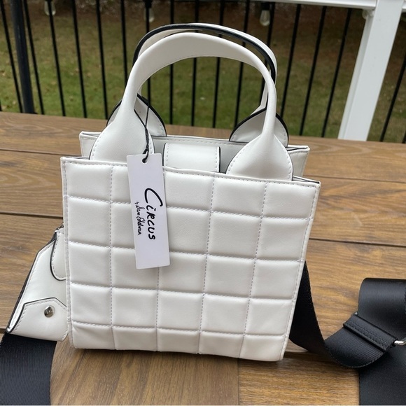 Sam Edelman Circus Duncan Mini Tote Bag Crossbody puff fine Napa white cottage - Picture 2 of 10